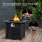 Black Square Outdoor Propane Fire Pit Table with Lava Stones and Cover